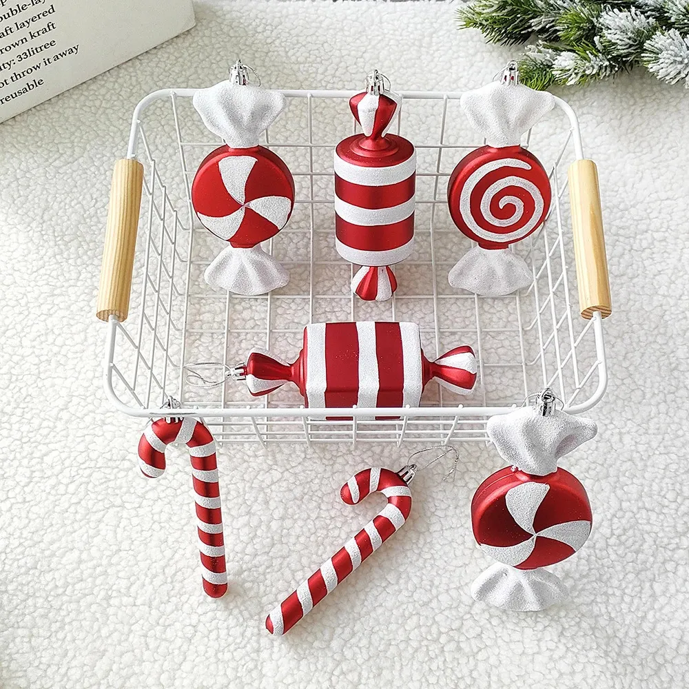 Julekorationer 1set Big Lollipop Candy Cane Christmas Tree Hanging Pendant Noel Xmas Gifts Year Ornament Christmas Home Decorations 231109