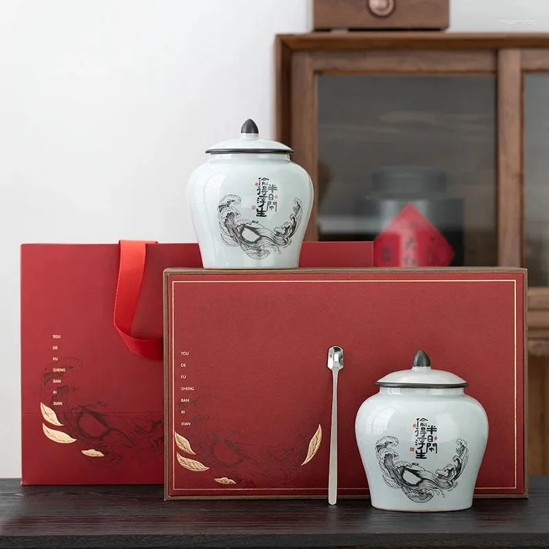 Teaware sätter avancerad keramisk potten presentförpackning med förpackning tom universell jinjun vitning