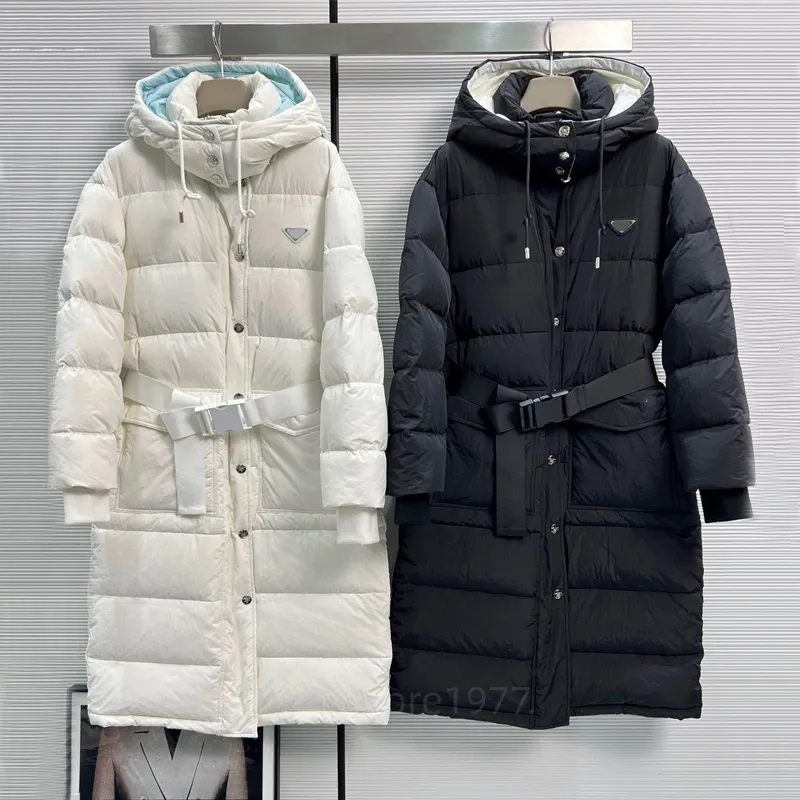 Designer triângulo sinal versão de comprimento médio puffer para baixo jaqueta feminina gansos para baixo parkas inverno grosso quente das mulheres casacos à prova de vento