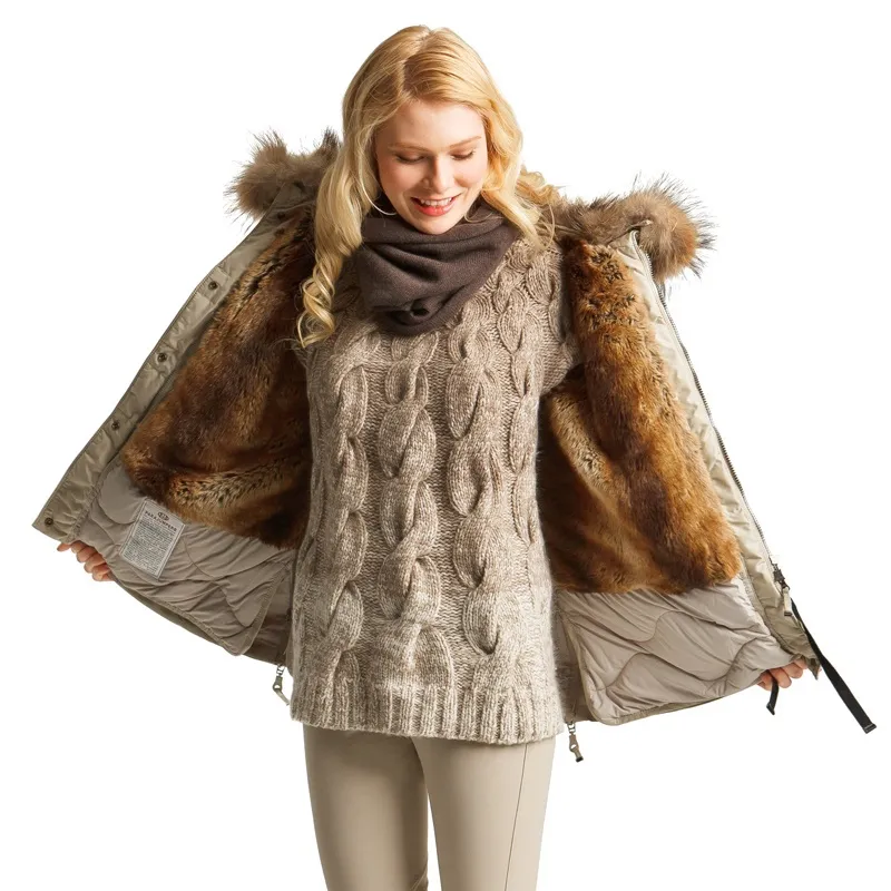 2023 Herfst Winter Dames Witte Eendendons Parka's Jassen Rits Capuchon Parachutistenuniform Gestreepte Vrouw Slanke Regelmatige Jassen PJSWP3