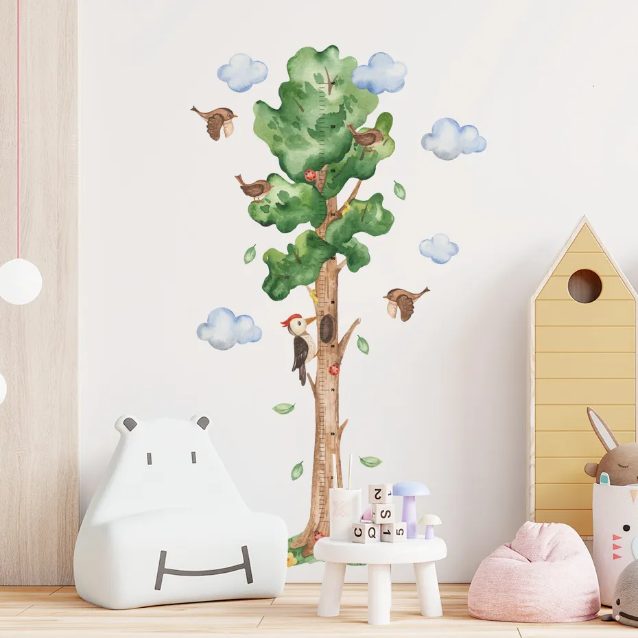 Tree Wall Stickers Flipkarts Cartoon Height Measurement Fairy Tree Bird Cloud Tree Wall Stickers