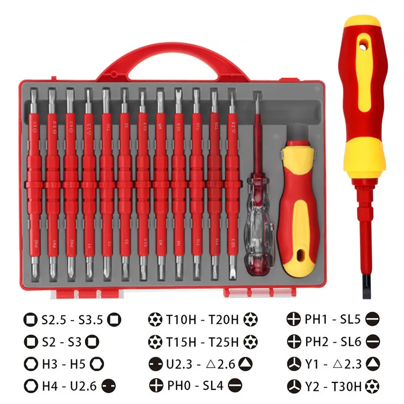 Tournevis Jeu de tournevis isolé tournevis de précision foret torx à fente magnétique kit d'outils manuel électrique tournevis outil de réparation 230410