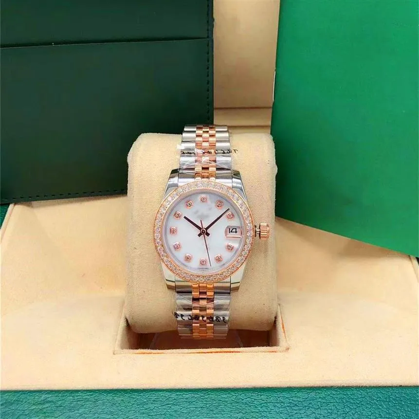 Ladies Watch 316 Rostfritt stål Rem Sapphire Scratch-Proof Glass 31mm Ancient Diamond Setting Process High Quality MoveMen238y