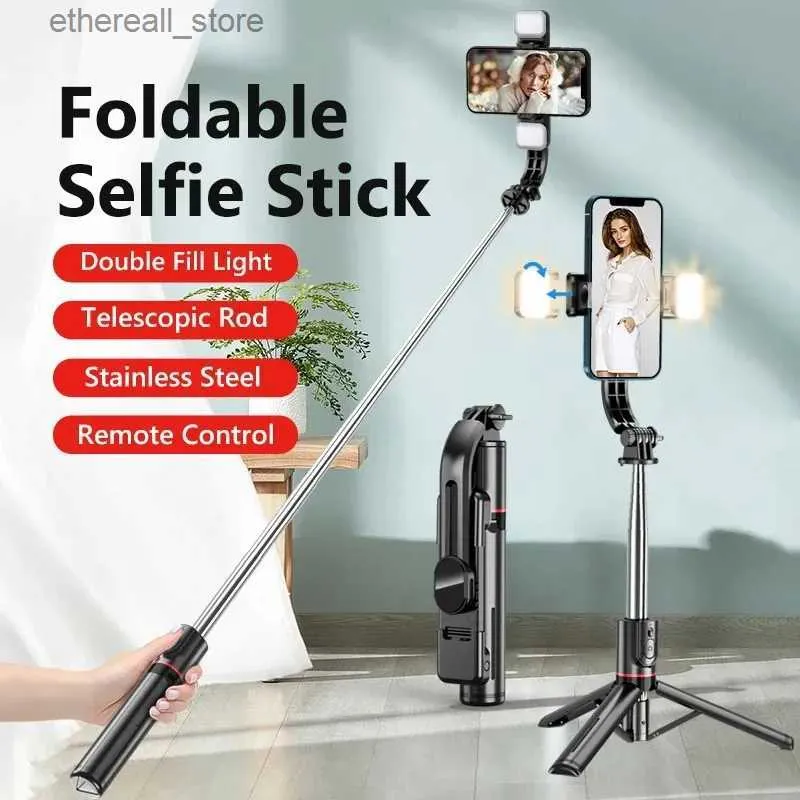 Selfie Monopods 1160mm Extended Version Bluetooth Selfie Stick Fill Light Tripod with Remote Shutter for Android IOS 2023 Latest Hot Q231110