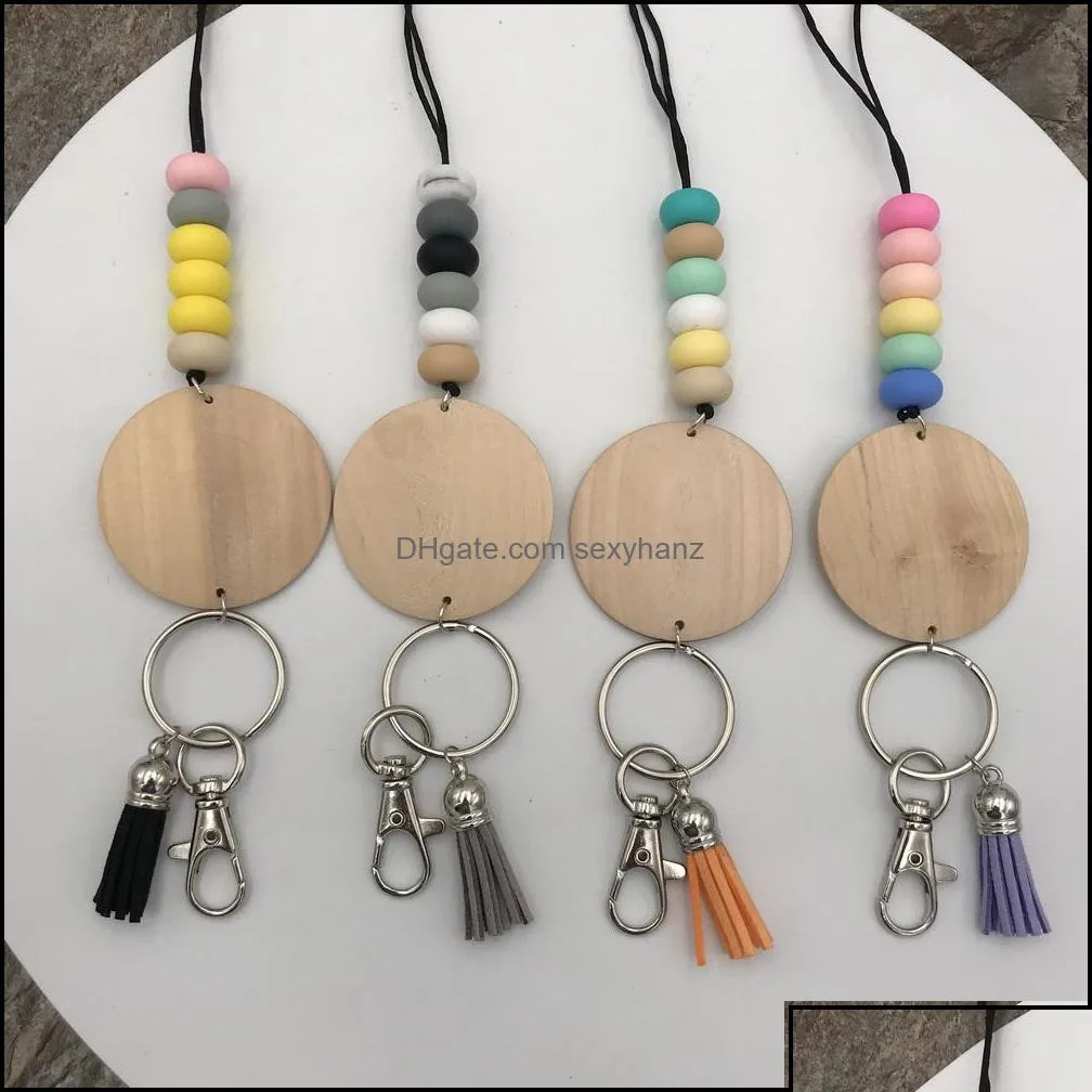 Pendant Necklaces Pendants Jewelry Wholesale Design Handmade Sile Beads Pencil Rope Tassel Personalized Engraved Wood Disc Lanyard D Dhf0I