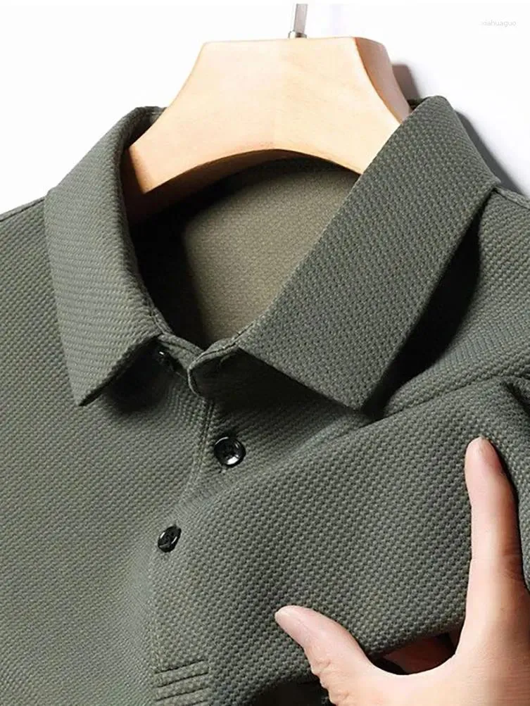 Men's Polos Cotton Men Long Sleeve Polo T Shirt Dad Turn-Down Collar Loose Casual Tees Shirts Work Wear Spring Autumn 2023