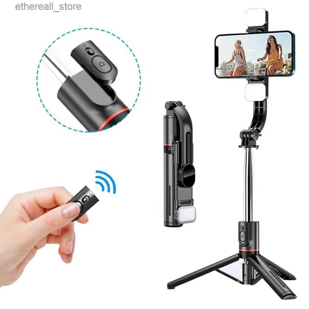 Selfie Monopods Bluetooth Selfie Stick Tripod With Wireless Remote Shutter Fill Light Phone holder Monopod For Smartphone Tiktok live Q231110