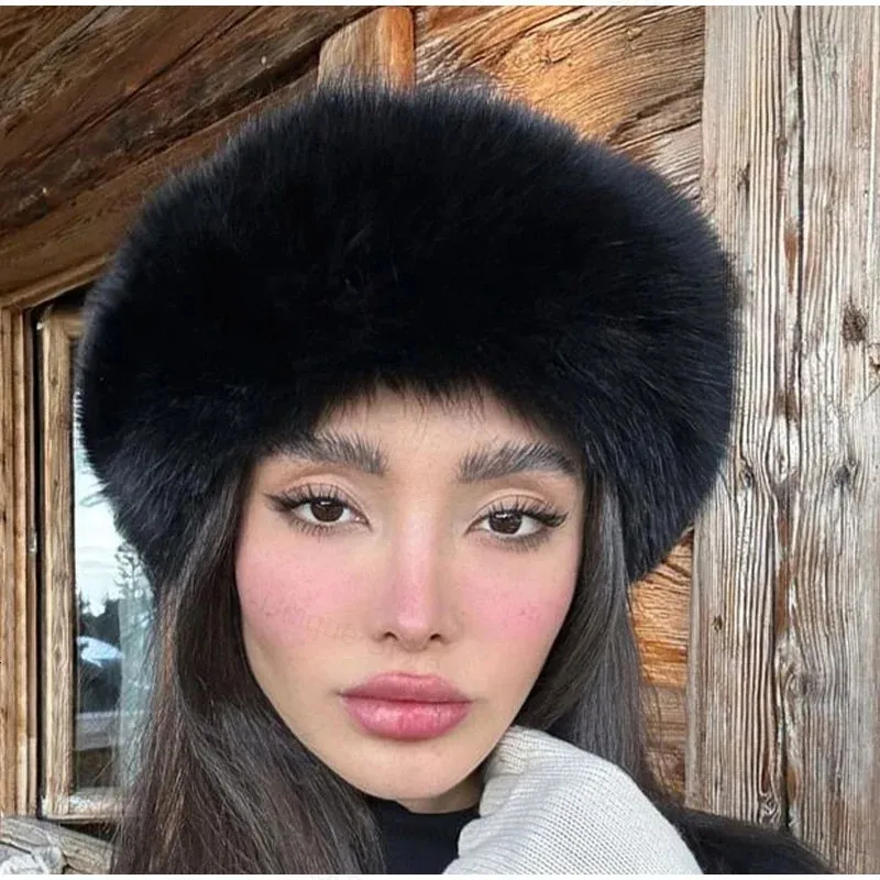 Y2K Fluffy Bucket Hat Womens Winter Wide Brim Faux Fur Plush