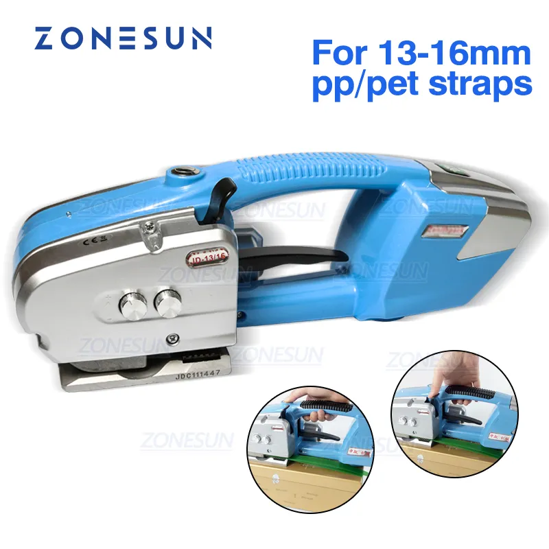 ZONESUN Industrial Equipment Battery Tools Hand Held For PP PET Packaging Strapping Sealing Machine Plastic Belt Battery Strap Width 13-16mm JD16