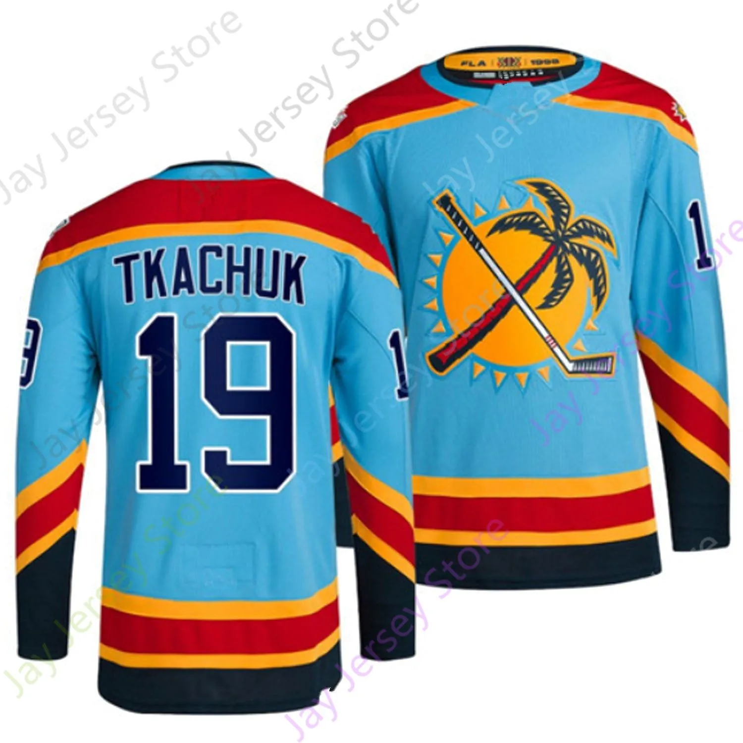 Hockey Jersey 5 Aaron Ekblad 16 Aleksander Barkov 19 Matthew Tkachuk White Blue Red Size S-3XL 2023 Patch