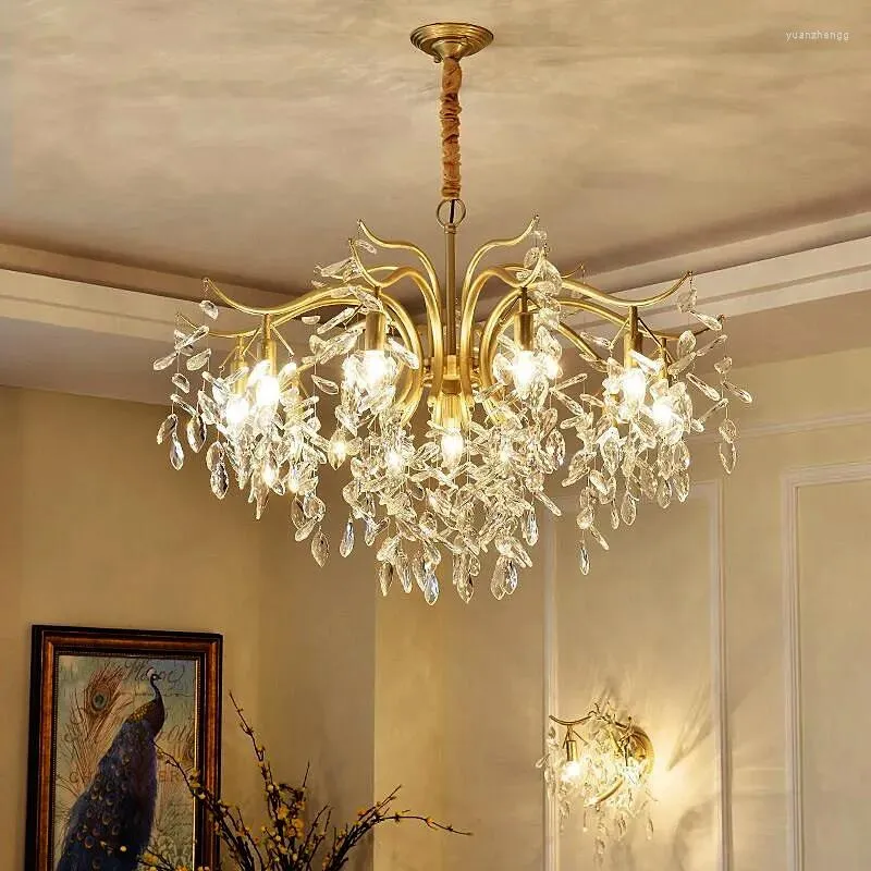 샹들리에 미국 목가적 스타일 침실 샹들리에 식당 생활 가벼운 고급스러운 크리스탈 홈 장식 광선 램프