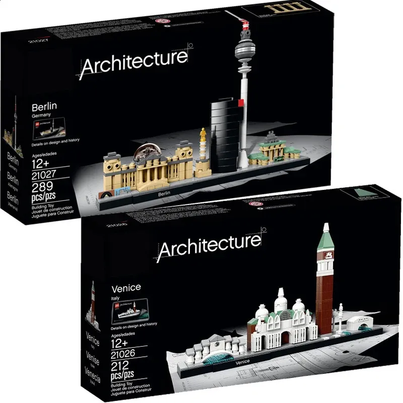 Diecast Model 2023 Creative 21026 Venice 21027 Berlin Architecture Building Blocks Bricks Toys for Adults Dzieciak Art Home Dekora