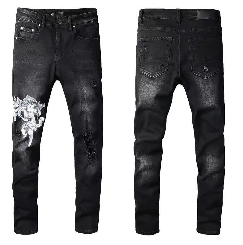 Moda Para Hombre Jeans Estilo Fresco Diseñador De Lujo Pantalón De Mezclilla  Desgastado Rasgado Biker Negro Azul Jean Slim Fit Motocicleta Tamaño 28 40  De $261,91