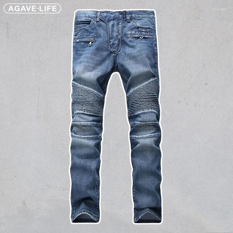 Jeans pour hommes Pantalon en denim classique de haute qualité Slim Fit Blue Biker Cargo Pantalon Mode Casual Ripped pour homme Plus Taille 42