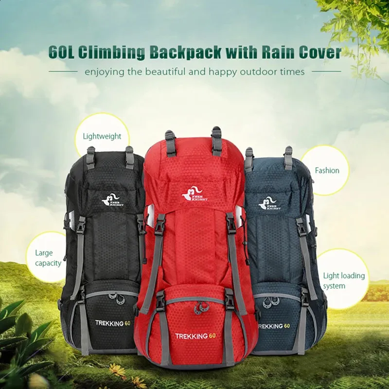 Outdoor Bags 2023 60L Backpack Camping Climbing Bag Waterproof Mountaineering Hiking Backpacks Molle Sport Rucksack 231109