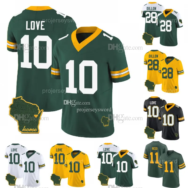 10 Love 33 Aaron Jones 8 Sean Clifford Custom Football Jersey Alex McGough David Bakhtiari AJ Dillon Emanuel Wilson Henry Pearso Jayden Reed Christian Watson Jerseys