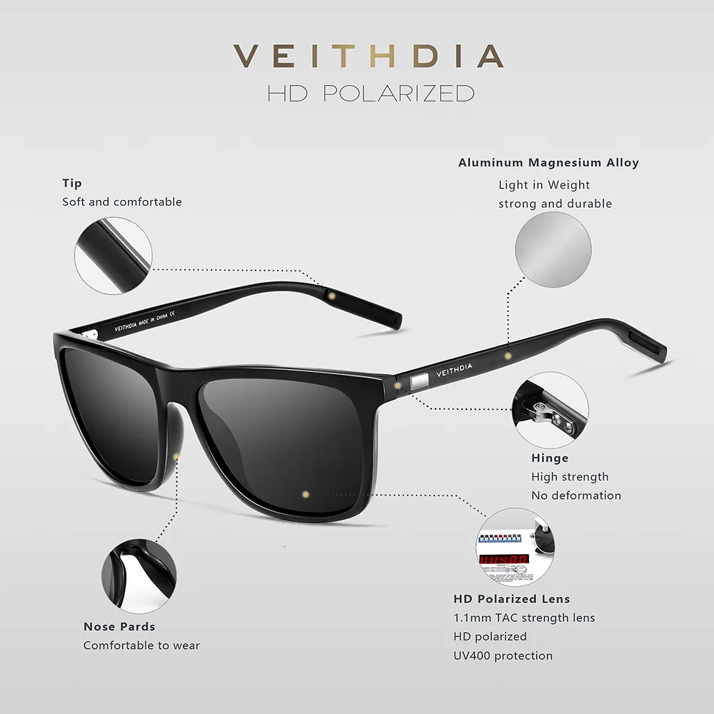 Gafas De Sol VEITHDIA Marca Gafas De Sol Unisex Retro
