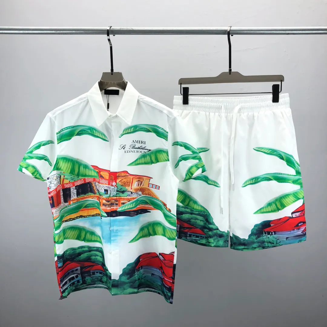 23 Yaz Moda Erkek Trailtsits Hawaii Plaj Pantolon Set Tasarımcı Gömlek Baskı Eğlence Gömlek Adam İnce Uygun Yönetim Kurulu Kısa Kollu Kısa Plajlar#ZP002