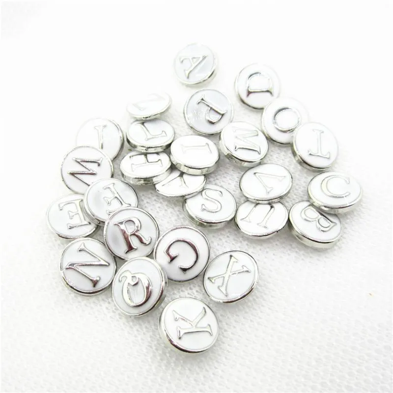 Bracelet 26 pcs Blanc A-Z Alphabet Snaps Bouton 12mm Snap Bijoux DIY Premium Canapé Chemise JewelryBangle BangleBangle