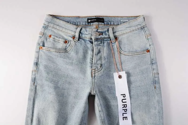 DHgate.com:Purple Brand Jeans Light Blue Knee Hole Slim