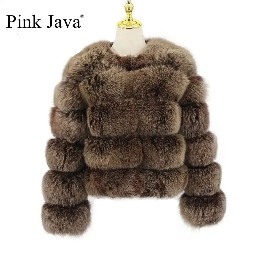 Women's Fur Faux Pink Java 20114 women winter fur coat real jackets natural fashion long sleeve wholesale 231110