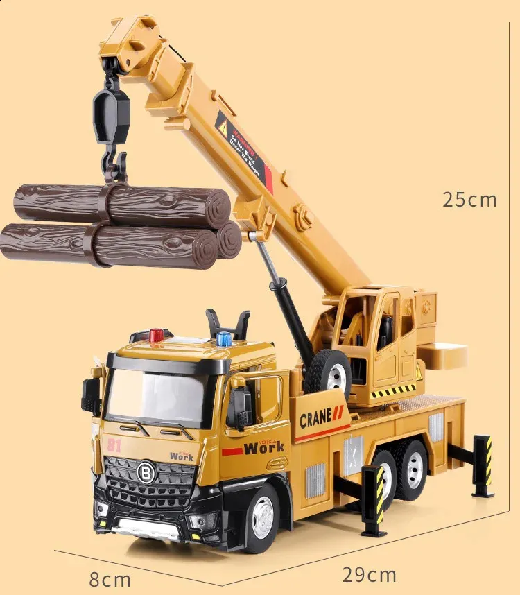 Camion Grue Jouet Chantier – Véhicule De Construction Avec Grue Rotative 360°, Crochet Mobile – Dès 3 Ans