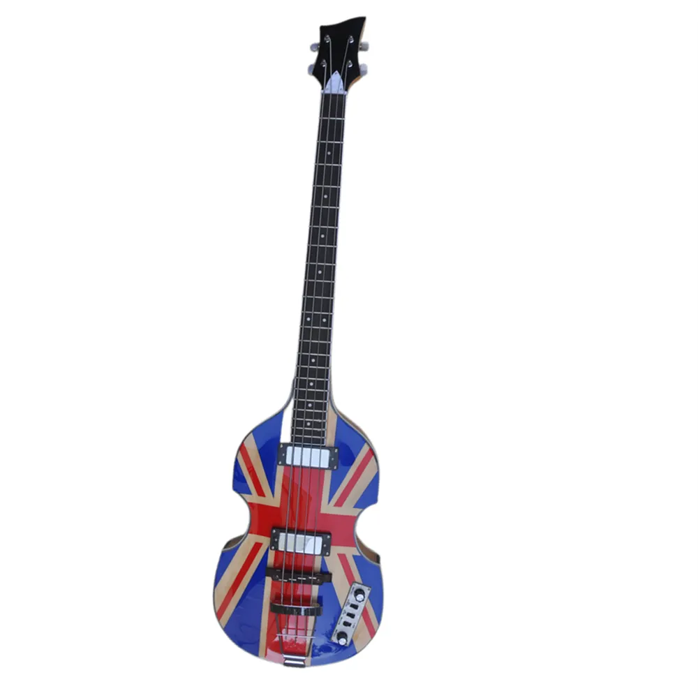 Guitare basse électrique à 4 cordes à motif de drapeau avec logo d'offre de matériel chromé / personnalisation de la couleur