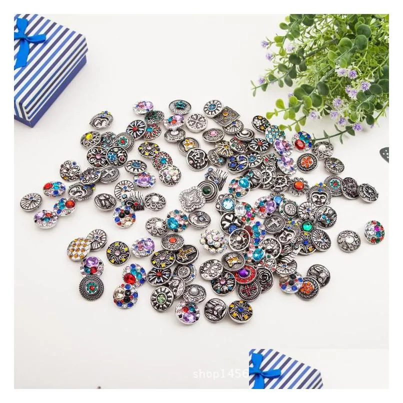 Clasps Hooks 50Pcs/Lot Metal Vintage 18Mm Snap Button For Jewelry Rhinestone Buttons Fit Bracelet Necklaces Wholesale Fash Dhgarden Dhqck