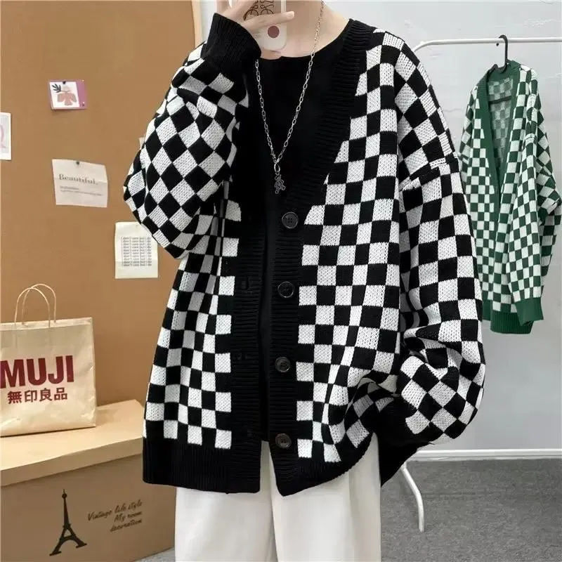 سترات الرجال الضخمة للنساء الدافئ من Cardigan Cardigan معطف فضفاضة زوج زوجة التريكو السترة عتيقة الخريف الملابس الفخمة