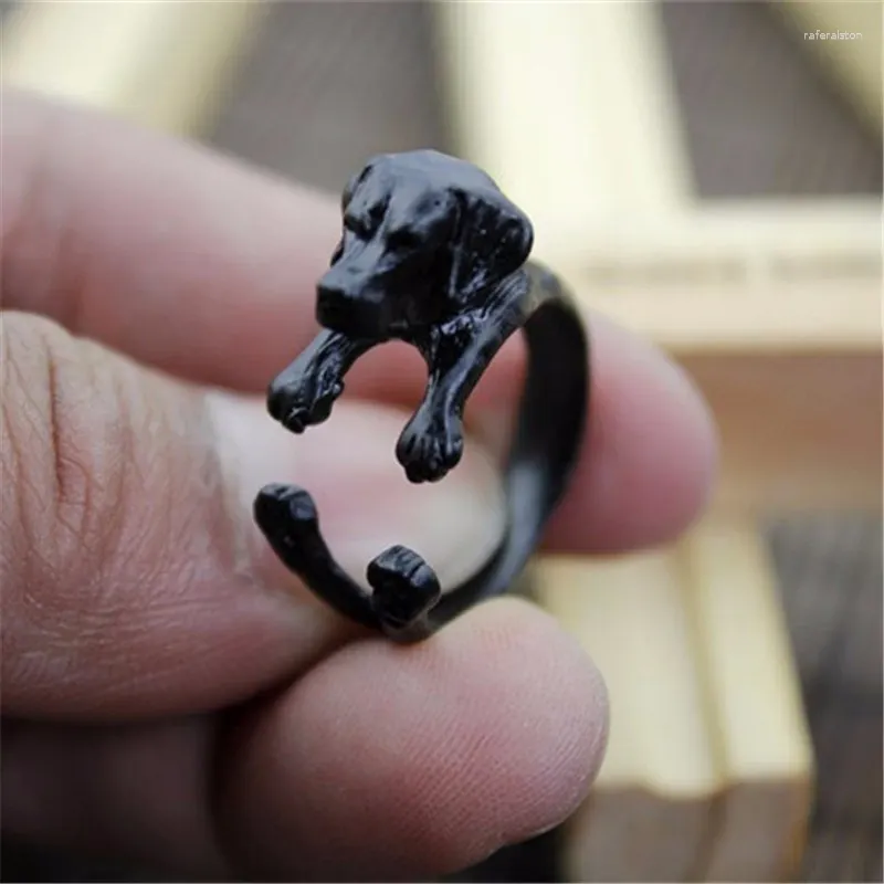 Klusterringar Boho Labrador Creative 3D Animal Justerable Dog Ring för kvinnor och män