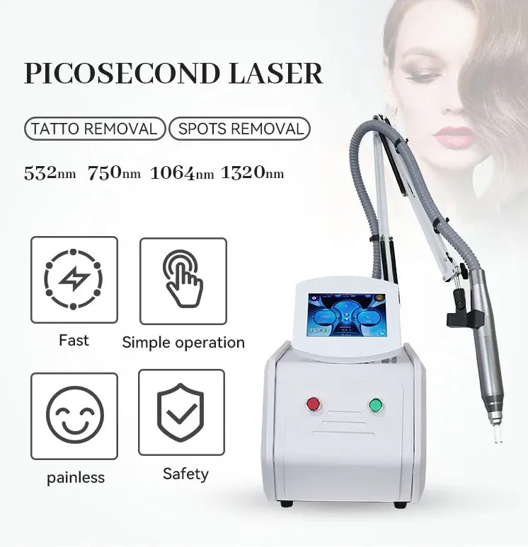 1064 755 532 1320nm Quadruple Sondes Laser Tatouage Supprimer Picolaser Machine Pigment Éliminer Carbone Peeling Rajeunissement De La Peau Acné Rousseur Remover