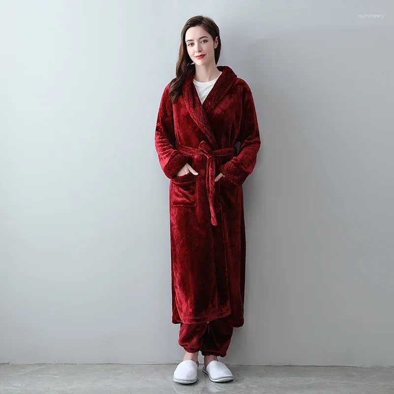 Mulheres sleepwear casal outono inverno flanela vestido homens e mulheres sono robe pijama conjunto grosso coral veludo solto casual casa roupas