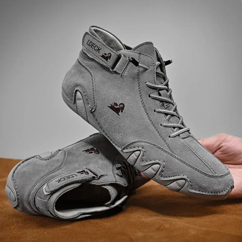 Stövlar herr sneakers läder casual skor manlig hög topp ankel stövlar vinter varma designer loafers snörning zapatos de hombre 231109
