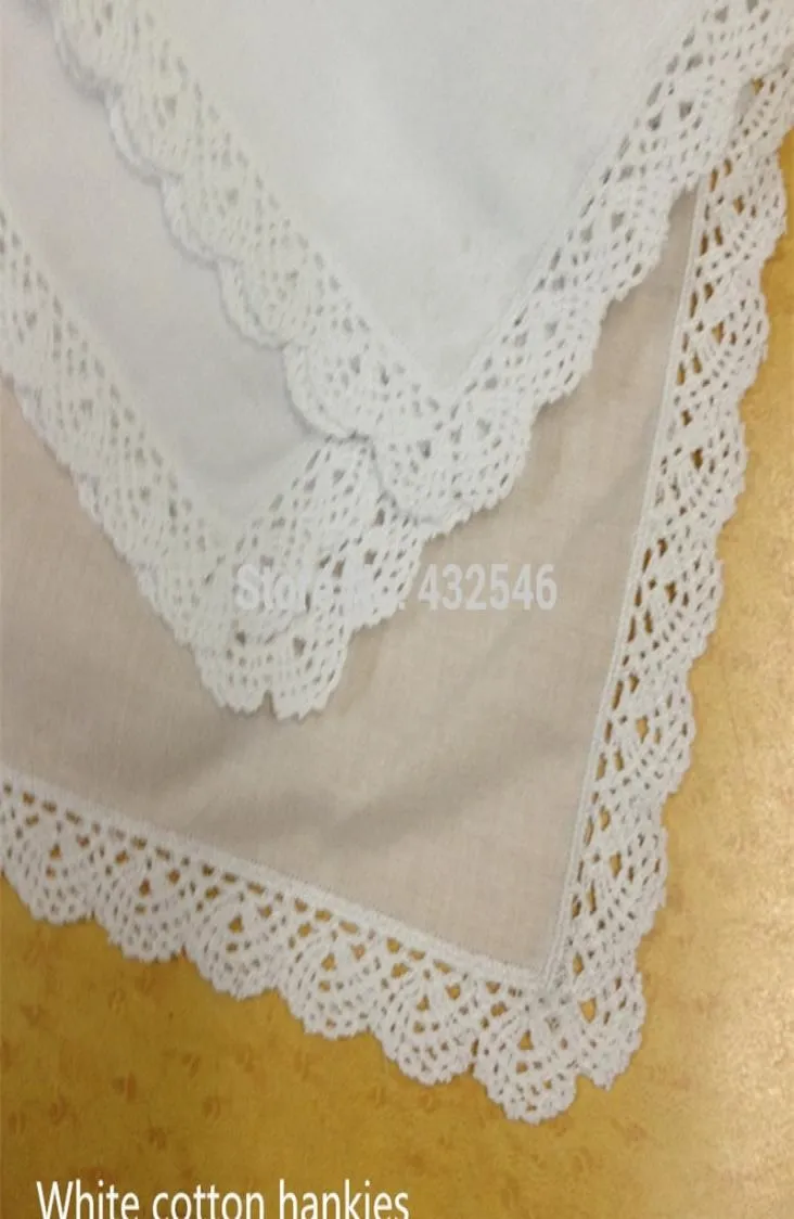 Mode kvinnliga näsdukar 12pcslot 11x11white100cotton bröllop näsdukar broderade spets hankies för speciella tillfällen 204354327