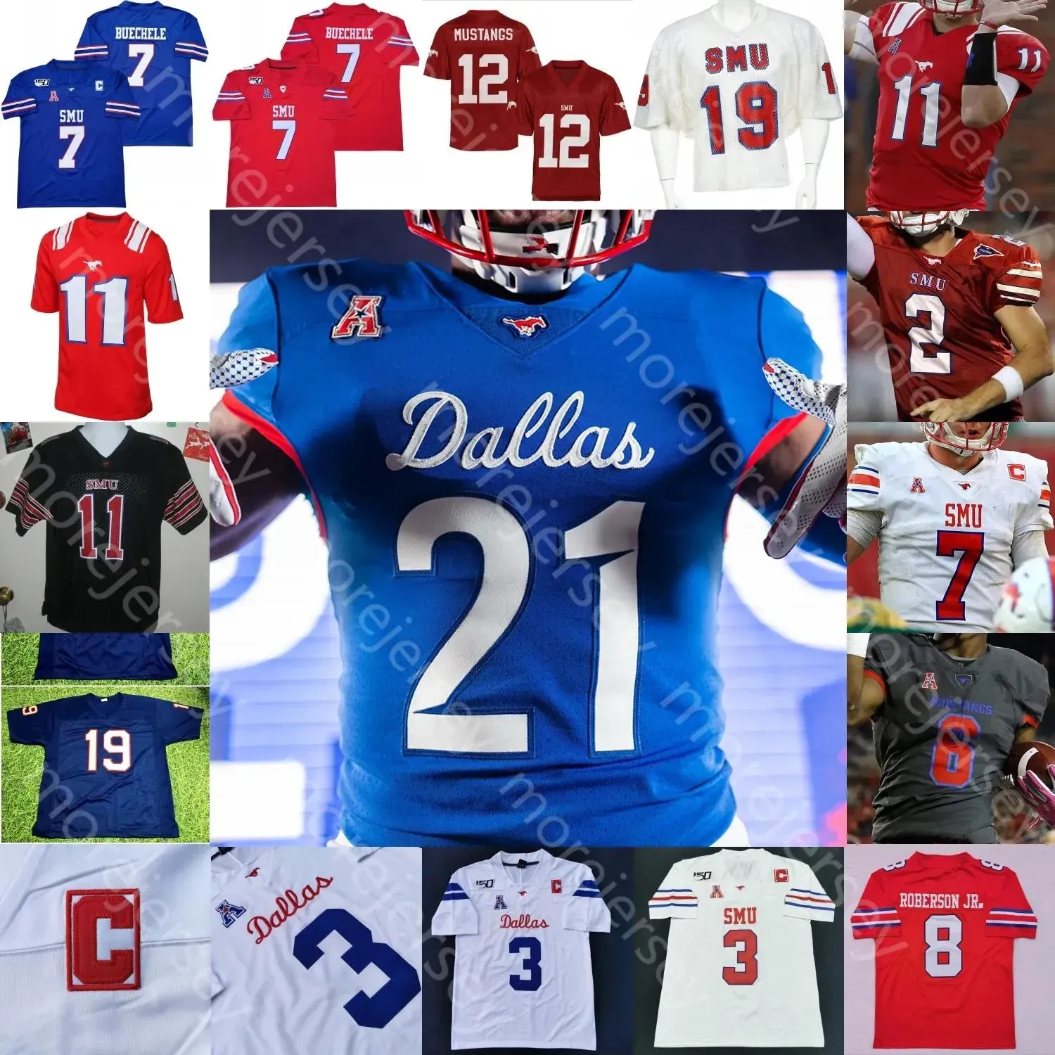 Maillot de football SMU Mustangs NCAA College Tanner Mordecai Tre Siggers Rashee Rice Phillips Jr. Kerley Wheaton McDaniel Daniels Jr. Burns Sla