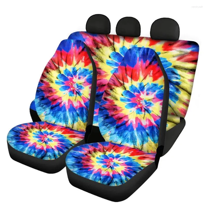 Capas de assento de carro Instantarts Colorido Tie Dye Capa Set para Mulheres Universal Fit SUV Truck Sedan Elástico Frente Voltar Accesorios