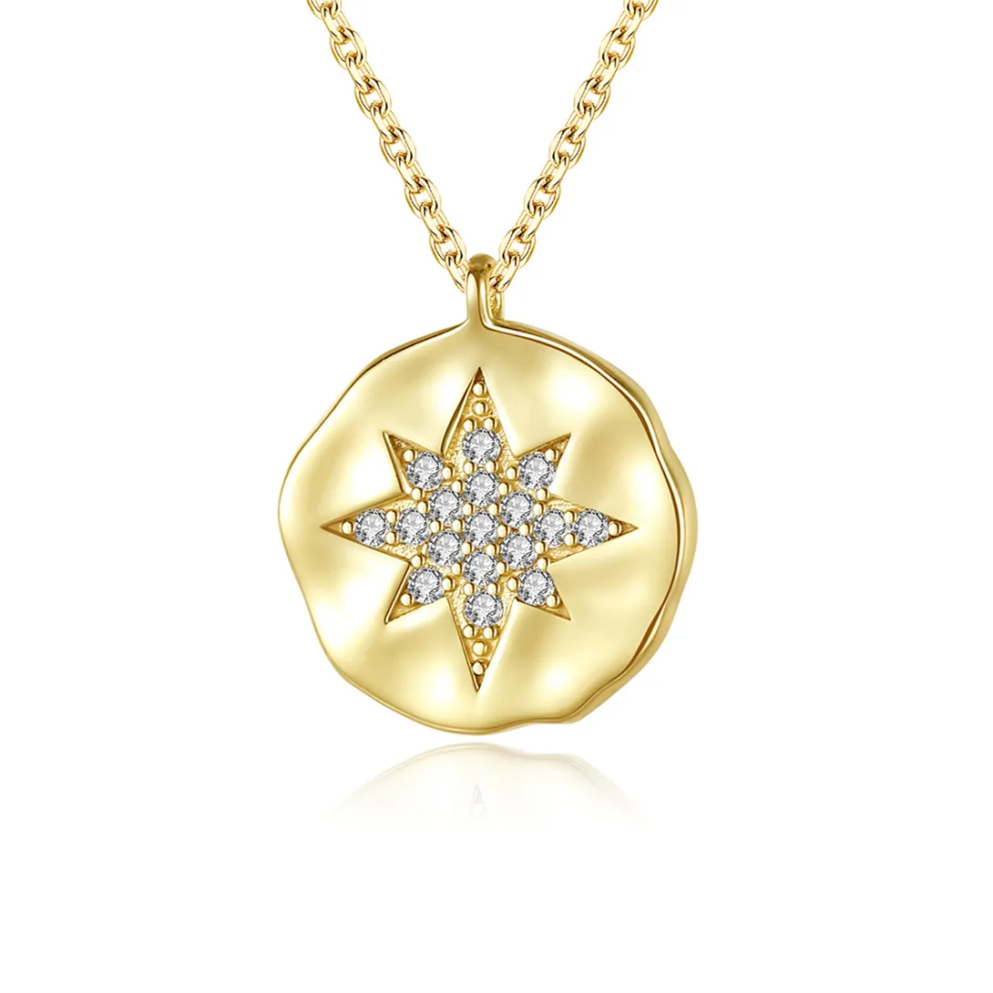 Klasyczny Eight Awn Star Naszyjnik S925 Silver 3A Cyrcon Wisiant Naszyjnik Kobiety 18K Gold Cllar Chain For Women Wedding Party Biżuteria Walentynki Gift SPC