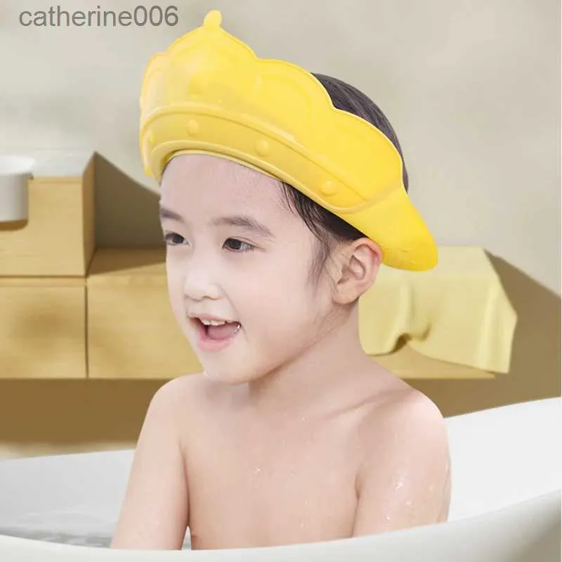 Dusch Caps Baby Swim Dusch Cap Bath Shampoo Eye Protection Head Water Cover Baby Care Wash Hår justerbar duschkapp för 0-6 år KIDSL231120