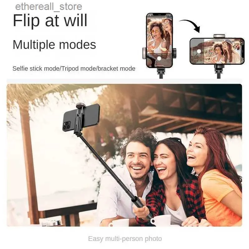 Monopiedi per selfie Bastone per selfie antiscivolo Bluetooth portatile integrato con treppiede portatile Treppiede per streaming live su telefoni cellulari Q231109