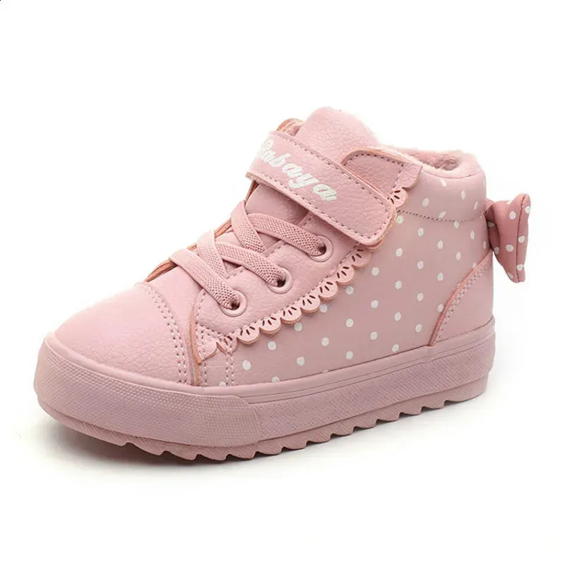 Boots Winter Baby Kids Ankle Boots Plush Warm Leather Shoes Pink Princess Shoes Toddler Girls Snow Boots Children Short Boots 231109