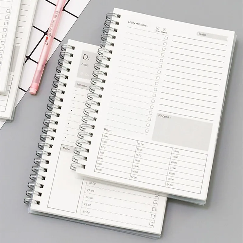 Notepads Notebooks Agenda Planejador Diário semanal Organizador espiral Libretas A5 Livros de notas mensais Cronograma de papel Kraft Filofex Notebook 230408