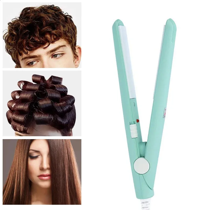 Stijltangen Draagbare Mini Stijltang Flat Iron Krultang Voor Mannen Vrouwen Kort Haar Golf Hairstyling Stijltangen met Dual Voltage 231109