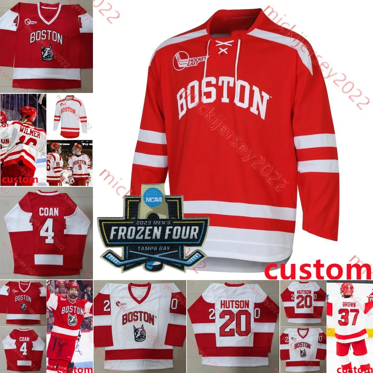 Matt Nieto Boston University Terriers 2023 Frozen 4 개의 하키 저지 Charlie Coyle Alex Chiasson Dante Fabbro Kieffer Bellows Boston University Jersey