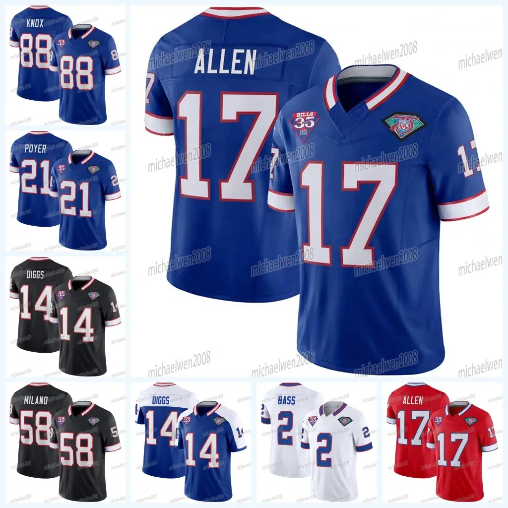 Josh Allen Buffalos Stefon Diggs Fußballtrikot Billes Gabriel Davis Von Miller Dawson Knox Jim Kelly Milano Dalton Kincaid Gregory Rousseau Damar Hamlin Poyer