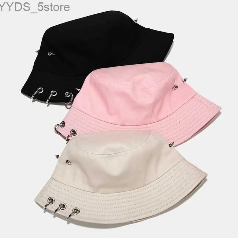 Kpop Hat With Rings On Brim Black Bucket Hat With Rings OFF-WRLD