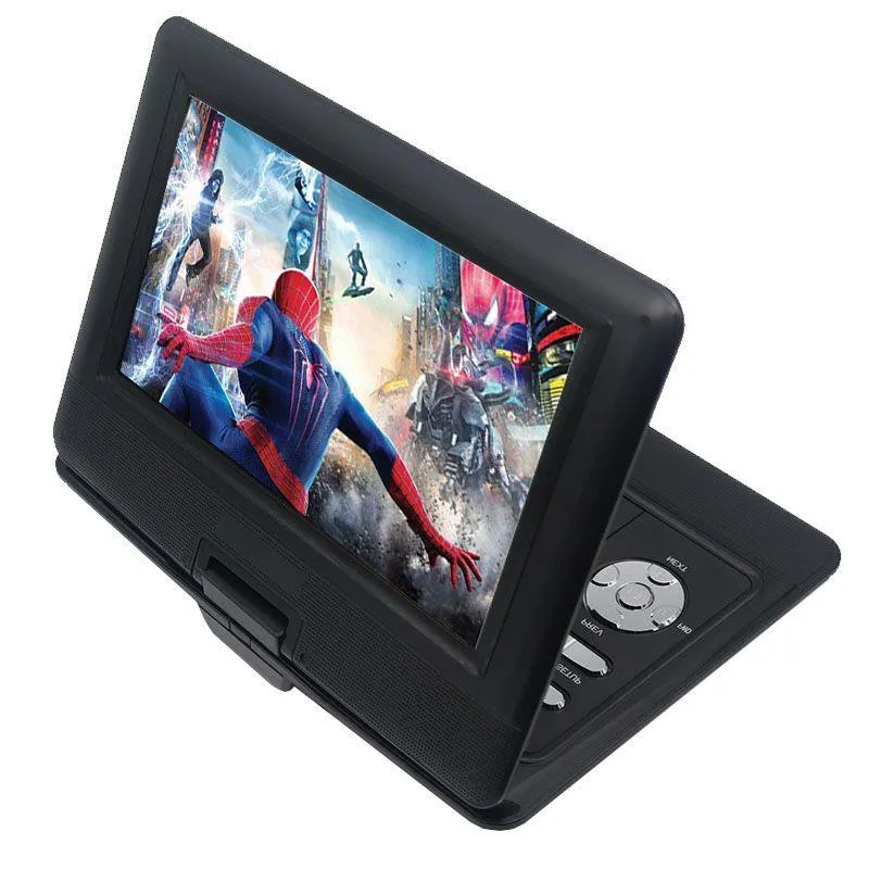 Freeshipping Leitor de DVD portátil 101 polegadas Leitor de DVD giratório DIVX USB TV portátil Portatil DVD Player TV Carregador de carro RCA com bateria Jjuvk