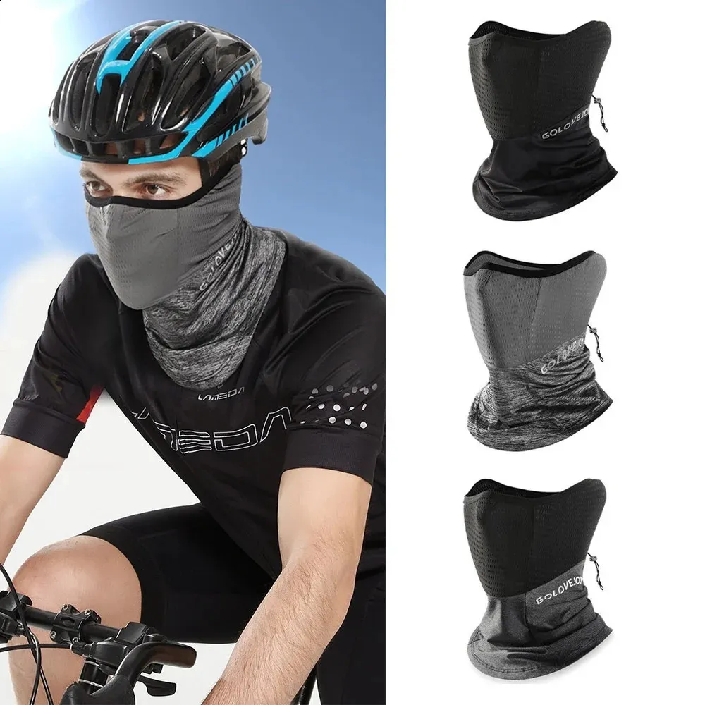 Cycling Caps Masks Sun Protection Mask Mask Ice Silk Lichtgewicht Cap Mask Mask Sjang Buiten Maskers UV Beschermende Silk Scarf Hoofdband Nek Cover 231109