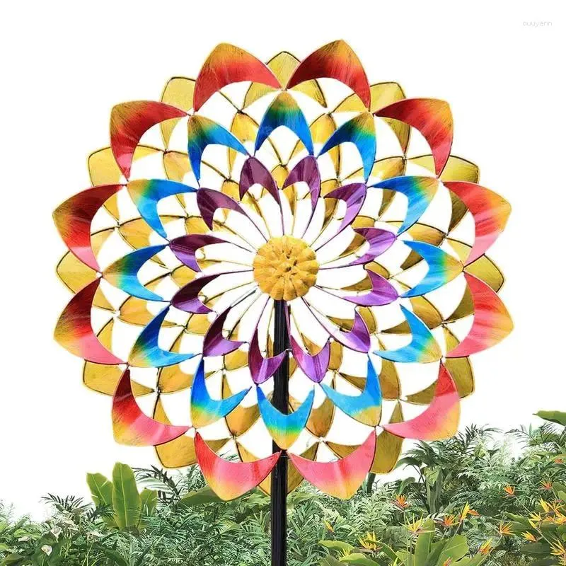 Decorações de jardim Metal Wind Spinner Escultura Decoração Cinética para pátio externo