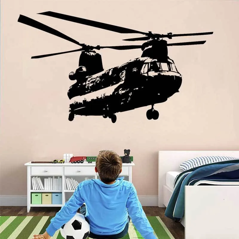 Vägg klistermärken chinook helikopter vägg klistermärke krig vapen luft fordon militär sommarläger militär vapenälskare hem dekoration vinyl klistermärke 1 230410