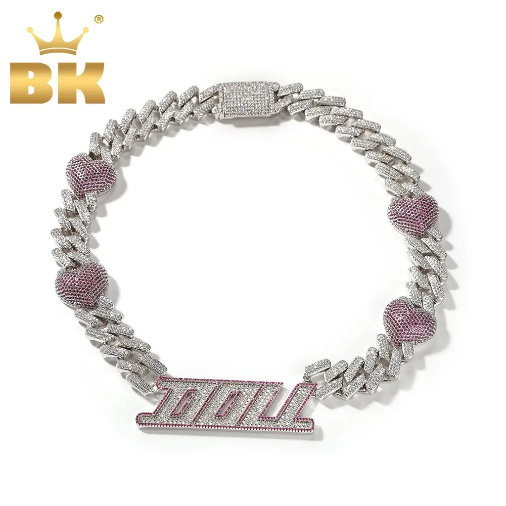 Pendanthalsband The Bling King Custom Letter Heart Cuban Necklace Iced Bling Cubic Zirconia Chain Hiphop Jewelry 231110